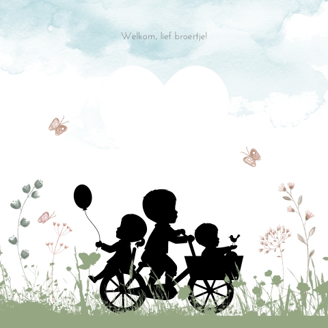 Geboortekaartje stans hartje silhouet derde kindje zoontje