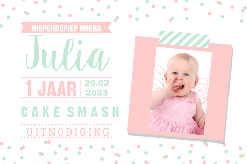 Vrolijke uitnodiging voor een eerste verjaardagsfeestje van een meisje