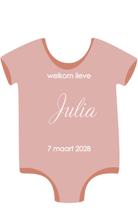 Geboortekaartje vorm romper roze meisje