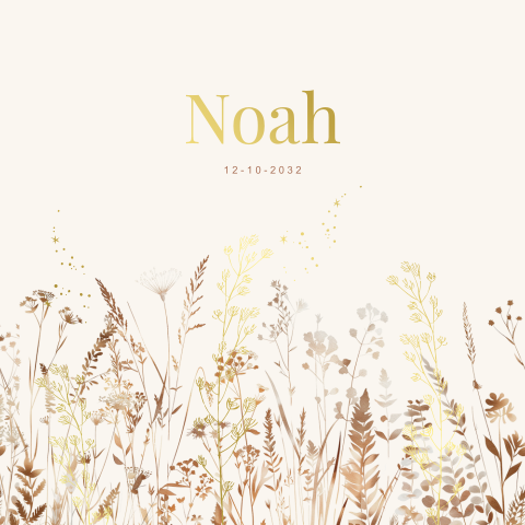 Beige kraamborrelkaartje met bloemen