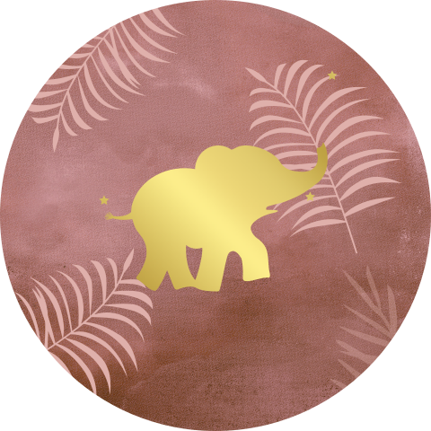 Sluitsticker olifantje in terra met goud