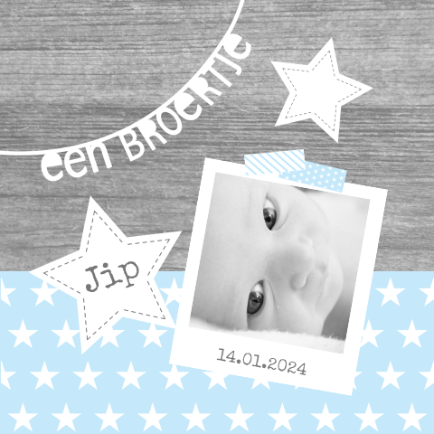 Hip geboortekaartje voor de geboorte van een broertje