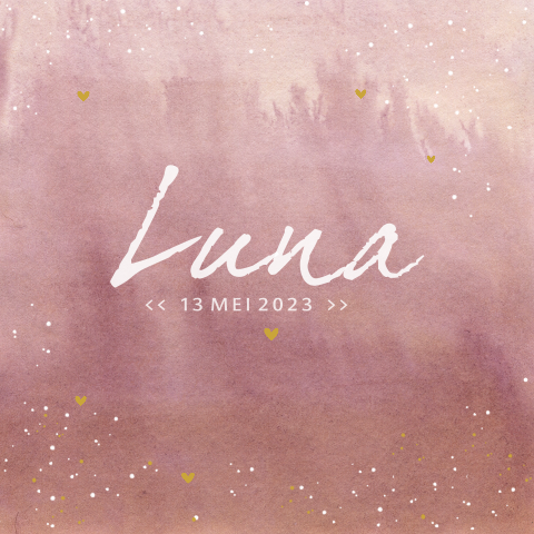 Geboortekaartje baby meisje ombre warm roze