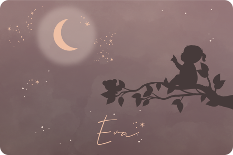 Memorybox winterliefde silhouet meisje op een tak met maan