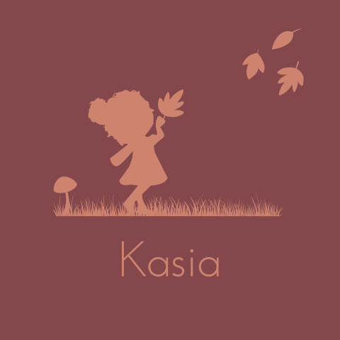 Geboortekaartje herfst silhouet meisje blaadjes bladeren