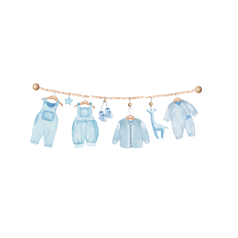 Sluitsticker met blauwe kleertjes
