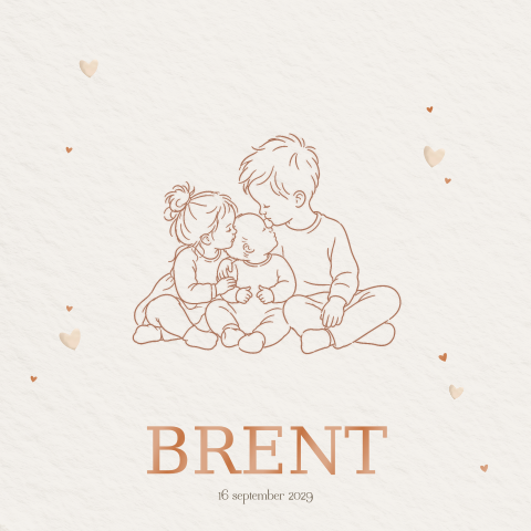 Lief geboortekaartje met broer, zus en baby