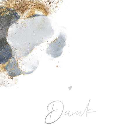 Hip watercolor blauw geboortekaartje jongen