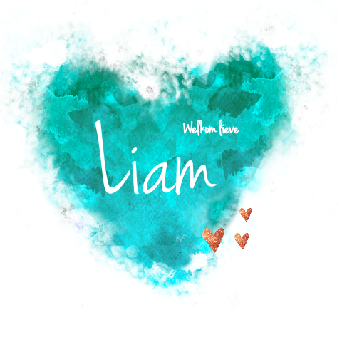 Geboortekaartje aquarel hartje jongen