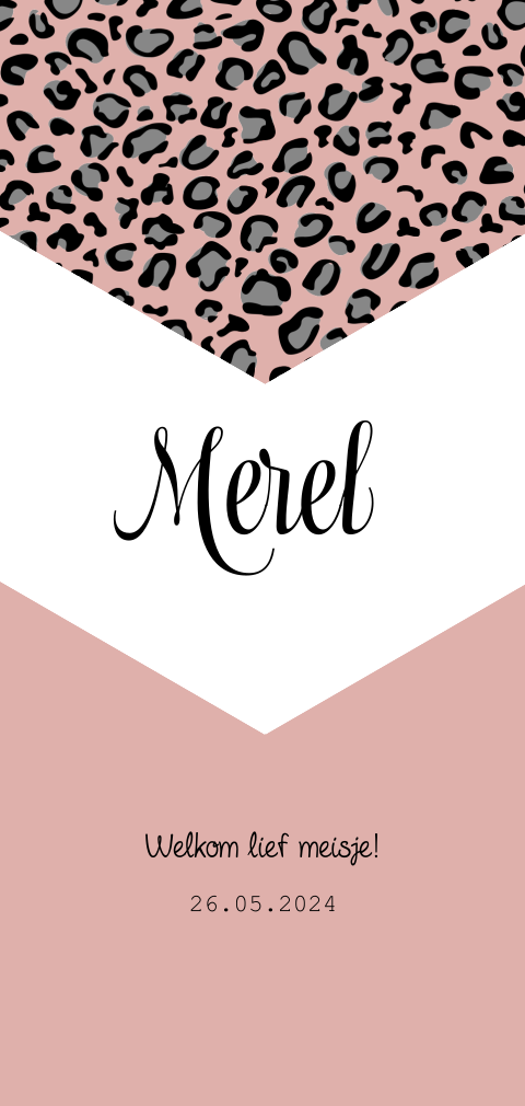 Hip geboortekaartje panter print meisje