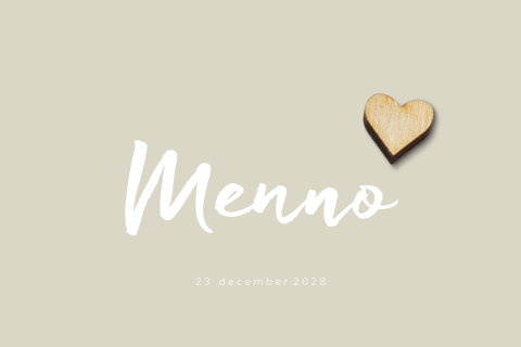 Hip en minimalistisch geboortekaartje met echt houten ster