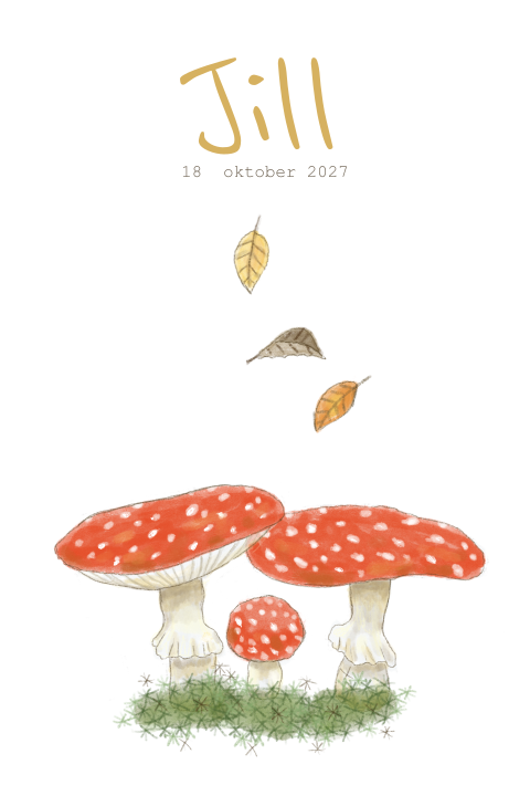 Geboortekaartje meisje paddestoelen