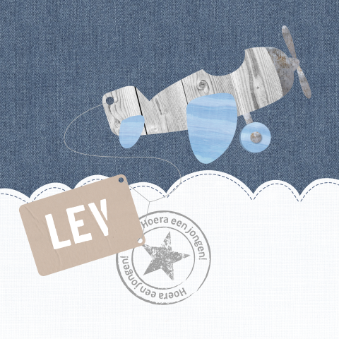 Geboortekaartje vliegtuig voor jongen