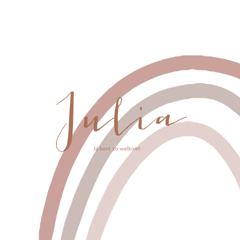 Meisjes geboortekaartje trendkleuren regenboog