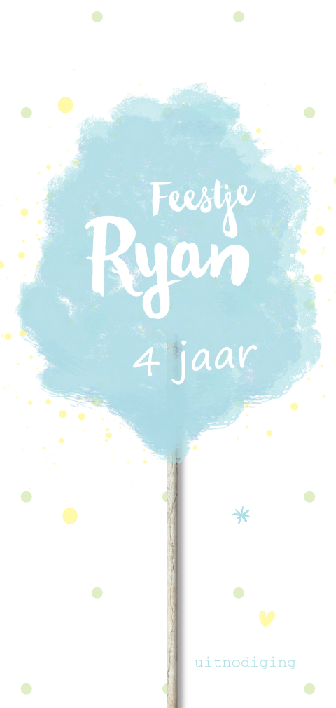 Hippe suikerspin uitnodiging jongen 4 jaar