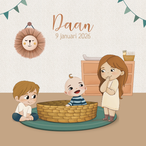 Geboortekaartje 2e kindje jongen kleine broer grote zus