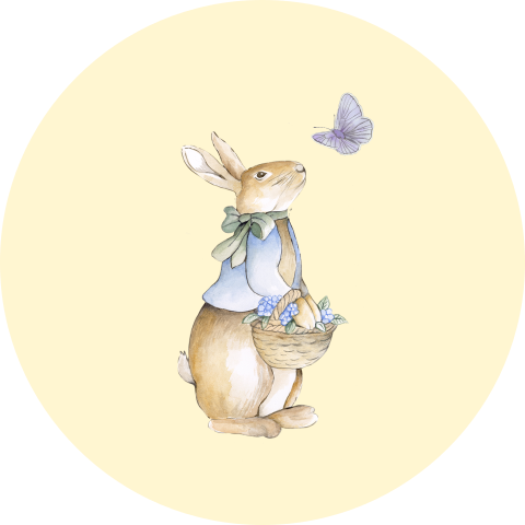 Sluitsticker zegel vintage konijntje jongen vlinder