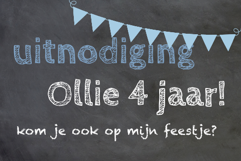 Stoere krijtbord uitnodiging kinderfeestje jongen