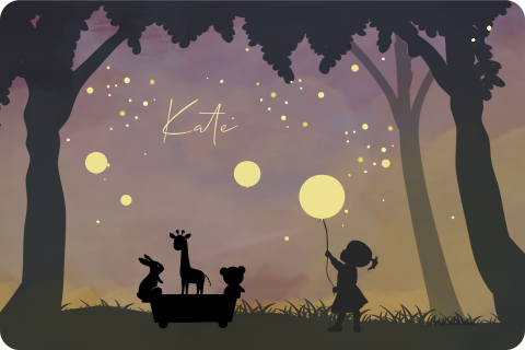 Memorybox winterliefde silhouet meisje met ballon in het bos