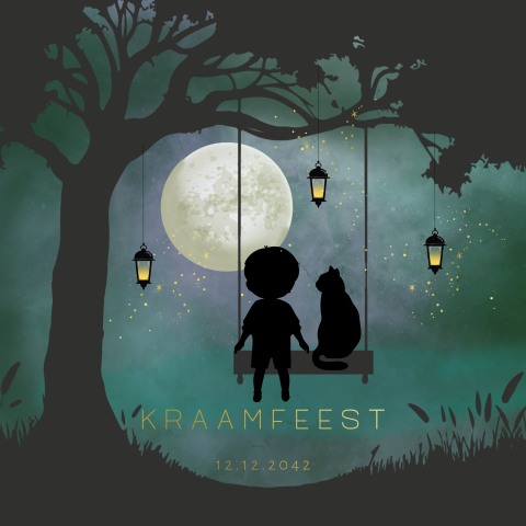 Uitnodiging kraamfeest winterliefde voor een jongetje met schommel