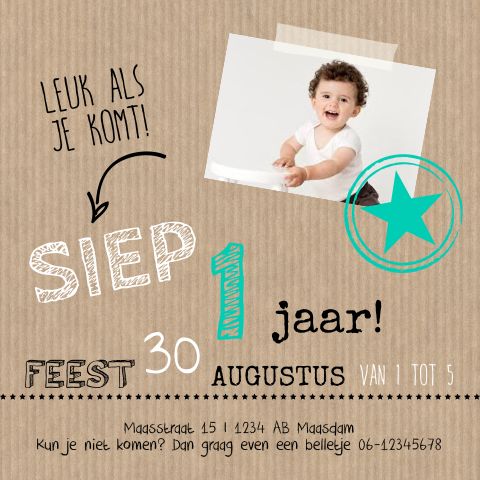 Uitnodiging voor verjaardagsfeestje jongen
