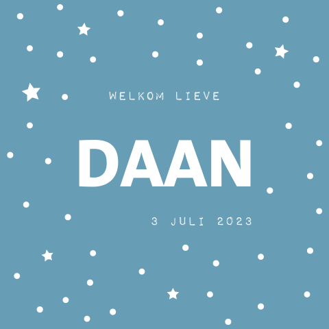 Trendy geboortekaartje met sterren voor een jongen