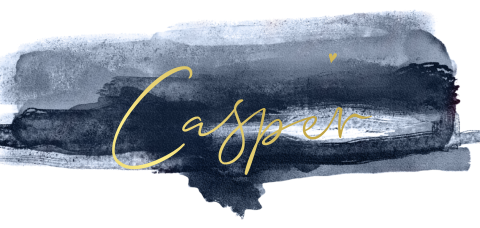 Hip waterverf blauw geboorte kaartje jongen