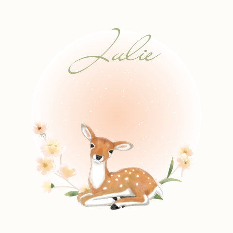 Geboortekaartje meisje met hert en bloemen