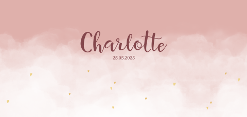 Geboortekaartje meisje hartjes wolken roze