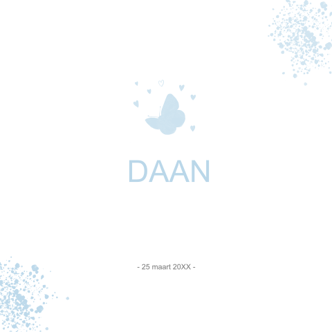 Geboortekaartje vlinder aquarel voor een jongen