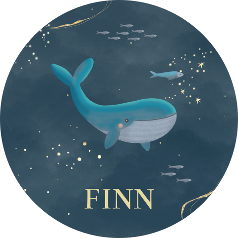 Raamsticker winterliefde voor een jongetje met een walvis en sterren