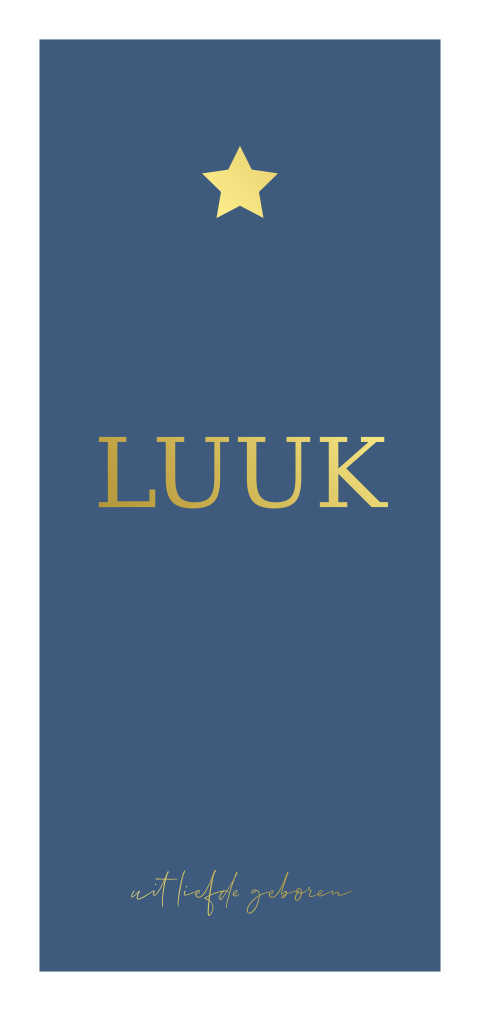 Minimalistisch blauw geboorte kaartje jongen met foliedruk