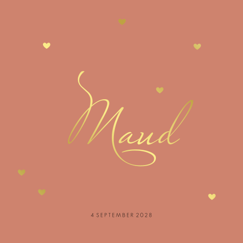 Lief geboorte kaartje meisje met foliedruk hartjes