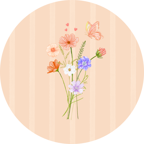 Sluitsticker zegel boeketje bloemen geboorte meisje