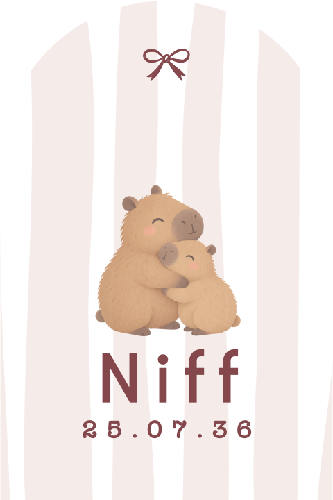 Lief geboortekaartje met capybara's in boogvorm