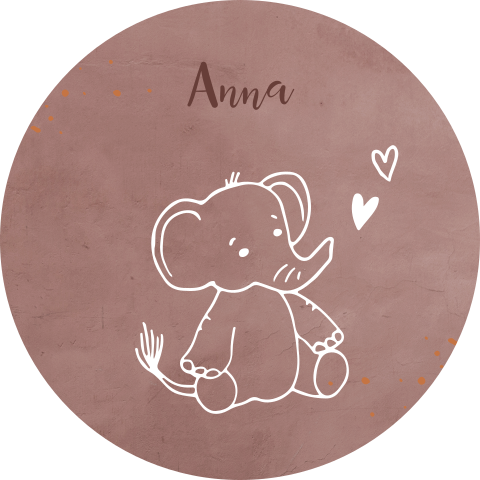 Sticker warm roze met olifant