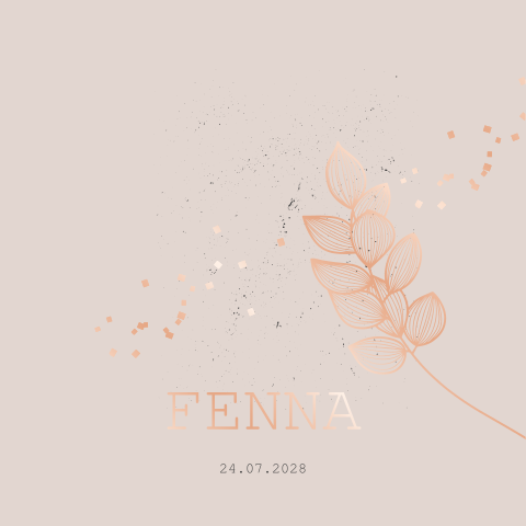Minimalistisch geboortekaartje met botanische tekening