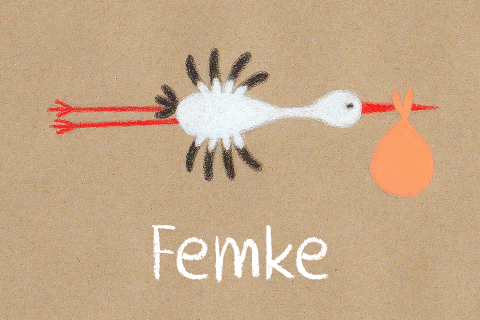 Meisjes geboortekaartje met dier op kraft look