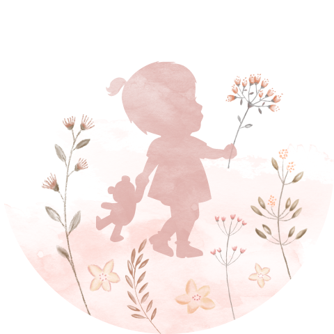 Sluitsticker waterverf silhouet meisje en bloemen