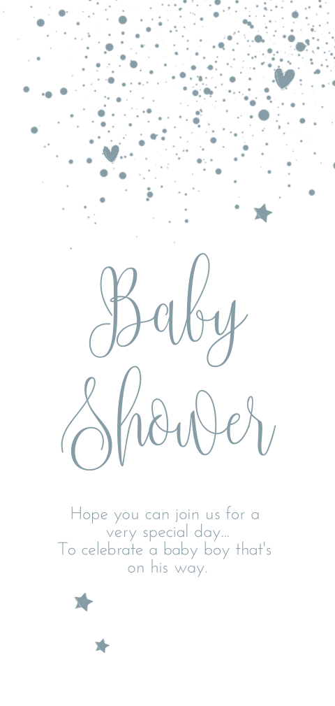 Lieve uitnodiging babyshower blauwe hartjes
