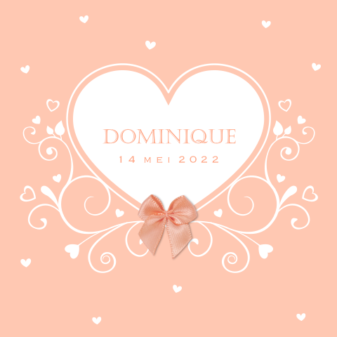 Geboortekaart hart met strikje