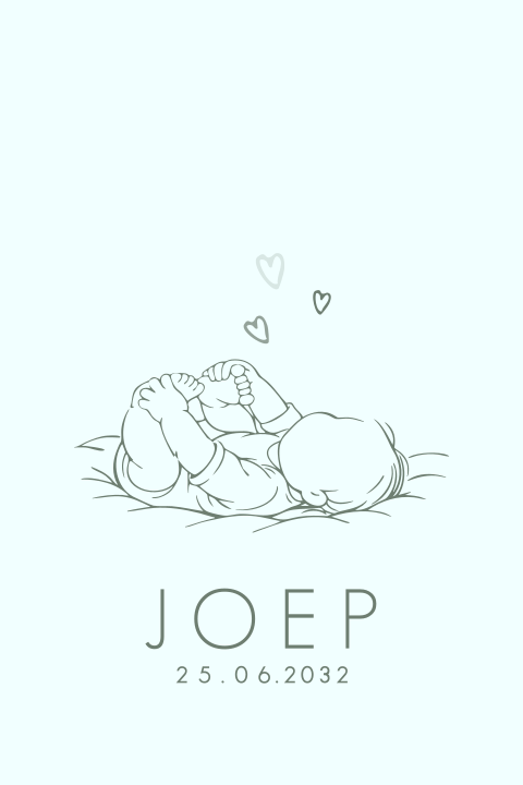 Schattig geboortekaartje voor jongen met speelende baby