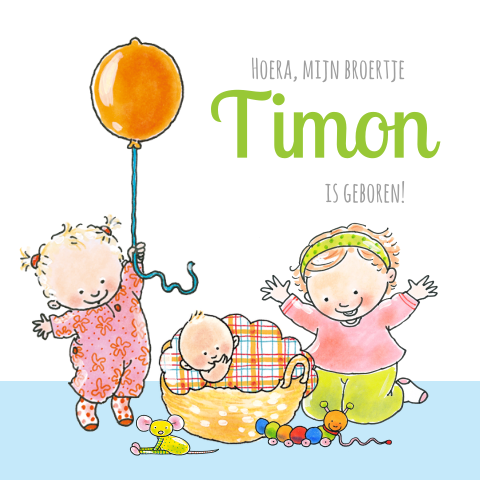 Uniek geboortekaartje met twee zusjes en de baby