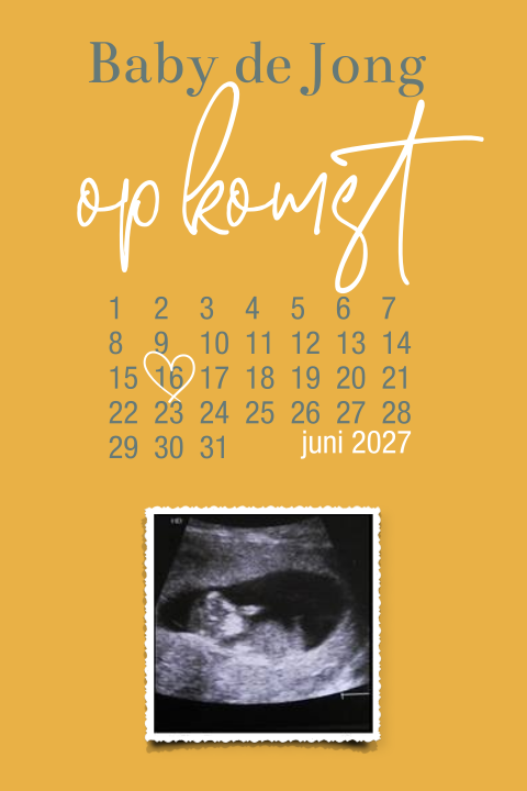 Aankondiging baby op komst