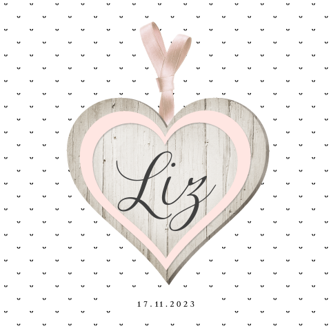 Geboortekaartje meisje met houten hart