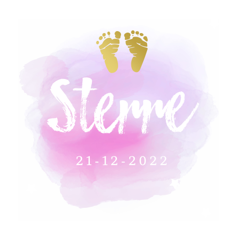 Geboortekaartje meisje watercolor met goudfolie voetjes