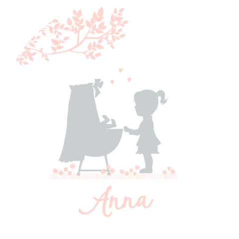 Sticker 2e kindje met grote zus en wieg