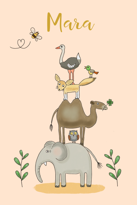 Geboortekaartje woestijndieren meisje