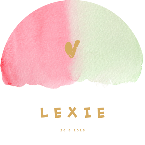 Sticker met groen en roze verf strepen