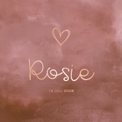 Velvet roze geboortekaartje meisje met foliedruk